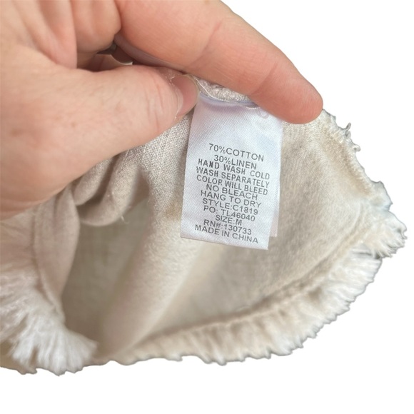 Umgee Scoop Neck Fringe Sleeve Lagenlook Linen Cotton Blend Top Women's Medium - Picture 4 of 5